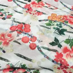 Ｇ　約105×3.1ｍぐらい　ポリ混　和柄　花柄プリント綿生地 透けます　Ｂ品