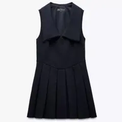 ZARA プリーツカラーショート丈ワンピ XS
