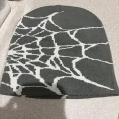 スパイダーウェブ柄 ニット帽 グレーのサムネイル