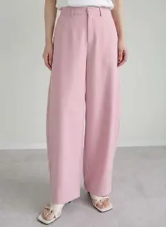 美品 doudou NEWタックワイドパンツ ピンク - メルカリ