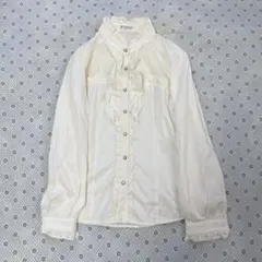 アクシーズAxes Femmeフリル長袖ブラウス クラシック 清楚系オフホワイト