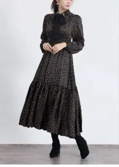 新品　ヤマダヤ　FENNEL フロントリボンドットワンピース