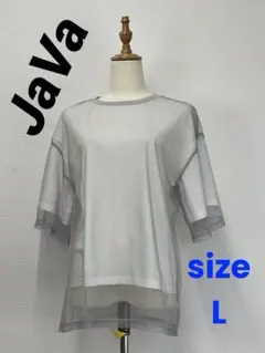 JaVa 白×グレー　お洒落に⭐︎ レイヤード付　半袖Tシャツ【中古】D79のサムネイル