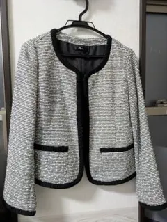 ツイード ノーカラージャケット ☆ Lサイズ　卒業式、入学式