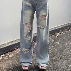 SHEIN ダメージジーンズ ジーパン デニム 水色