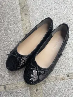 fabby fabby 黒　24cm フラットシューズ　スパンコール　バレエ