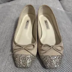 DIANA フラットサンダル　ベージュラメ