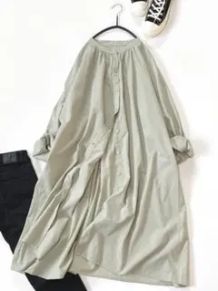 美品Sonny Labelサニーレーベルゆったりギャザーフレアシャツワンピース♪