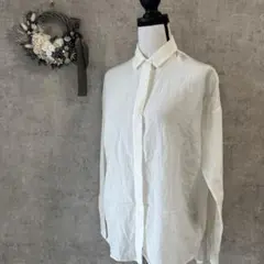 【セオリーリュクス】白　M 長袖シャツ リラックスフィット　シアー　薄手　シルク