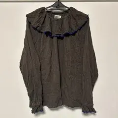 MARKEY'S　ニットサッカーフリルカラーカットソー　黒