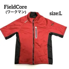 FieldCore ワークマン　中綿入りジャケット　半袖　レッド　Lサイズ