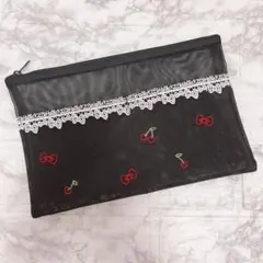 Hello Kitty ×近沢レースメッシュポーチ ブラックのサムネイル