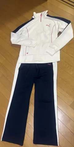 PUMA プーマ ジャージ セットアップ L相当 ホワイト ネイビー ピンク