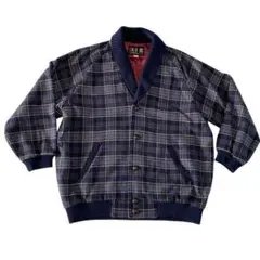 極美品 ダックス ショールカラー ウールジャケット チェック ブルゾンのサムネイル