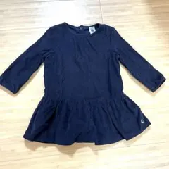プチバトー ネイビー 七分袖 ワンピース