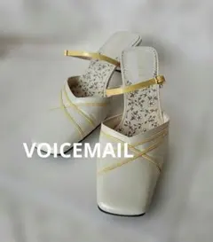 VOICEMAIL 本革 ミュール ホワイト×イエローのサムネイル