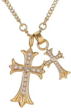 ネックレス メンズ ブランドシルバー ゴールド 十字架ネックレスクリアジルコニア