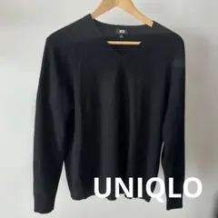 UNIQLO ブラック カシミヤVネックセーター L