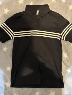 adidas アディダス黒 ストライプ ゴルフウェア M