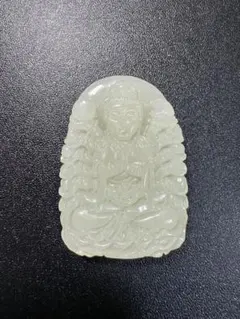 中古 和田玉 多宝串 蝉彫刻 勒子付 ペンダント 玉彫根付風 CL0108