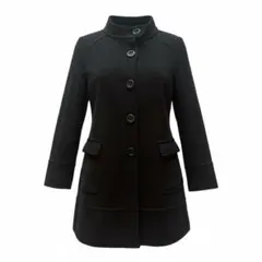 【冬物・処分価格】ヴェールダンス ノーカラーコート（M）ブラック ミドル丈