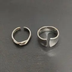 シルバーオープンリングとツイストリングセット