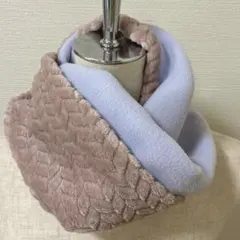 可愛い❤️ラベンダーグレイ❤️ジャガードボア　フリース　スヌード　マフラー　ピンク