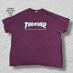 thrasherスラッシャーロゴTシャツy2kスケーターボルドーXL鬼フェード