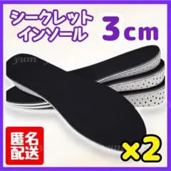 【2個】3㎝ シークレットインソール 中敷き 男女兼用 身長アップ