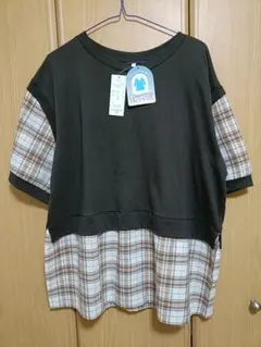チュニック　大きなサイズ　4Lサイズ　新品　ゆったり　チェック レイヤード風のサムネイル