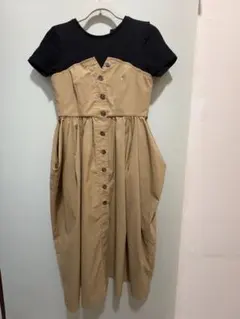 JILL STUART カットソーワンピース 半袖 ベージュ/黒