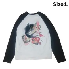絡繰魂 長袖 Tシャツ 鯉 刺繍 和柄 Lサイズ 切替デザイン モノトーンのサムネイル