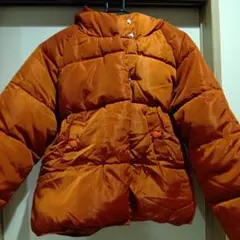 オレンジ フード付きアウター ショート丈 レディース