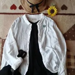 まめさま専用♡シサム工房♡ちび襟と裾カーブが可愛いWガーゼブラウス♡羽織り♡美品のサムネイル