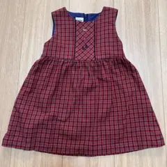 familiar 赤 チェック柄 ジャンバースカート