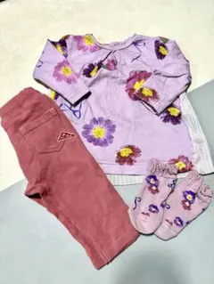 HAKKA KIDS 花柄トップス パンツ ソックス 3点セットのサムネイル