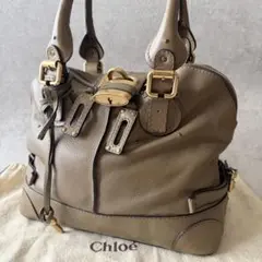 Chloe　Paddington　ハンドバッグ　 南京錠　グレージュ　シボ革