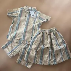 ブリーズ　サボテン柄　セットアップ　姉弟お揃いコーデ