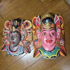 バリ島 木彫りマスク 伝統的 壁掛け エスニック インテリア - メルカリ