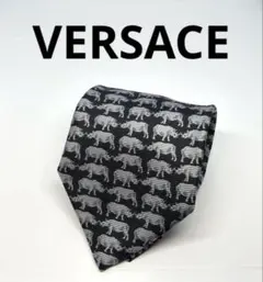 【美品】VERSACE ネクタイ ブラック サイアニマル柄 シルク 日本製