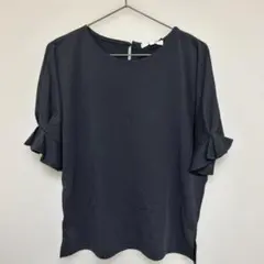 袖フリル カットソー ネイビー Lサイズのサムネイル