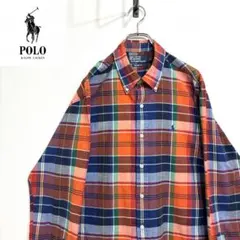 超人気❗️ラルフローレン　ワンポイントロゴシャツ　L 90s刺繍古着希少レア長袖