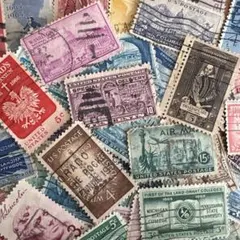 おしゃれな外国切手　アメリカ　単色　50枚　海外切手　紙もの　ヴィンテージ　中型