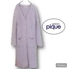 美品 ジェラートピケ パワーストーン フェザーロングカーディガン