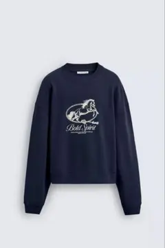 クルーネック馬プリントスウェットシャツ