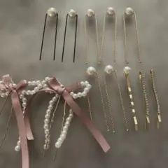 パールUピンセット　結婚式、成人式、浴衣などに
