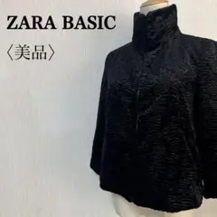 美品　ザラベーシックフロントフック黒波模様ジャケット　USAＳのサムネイル