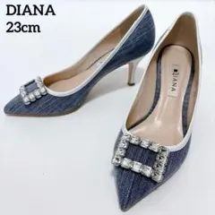 美品✨DIANAダイアナ ビジューバックルパンプス デニム 23cm ヒールのサムネイル