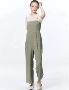【新品未使用】カットソーベアキャミソールサロペットパンツQ OLIVEＬ