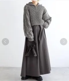 ※ニットのみ※ w closet ケーブル編みハーフジッププルオーバー